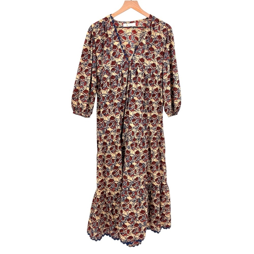 Bindu Floral Bohemian Cotton‎ Maxi Dress Small
